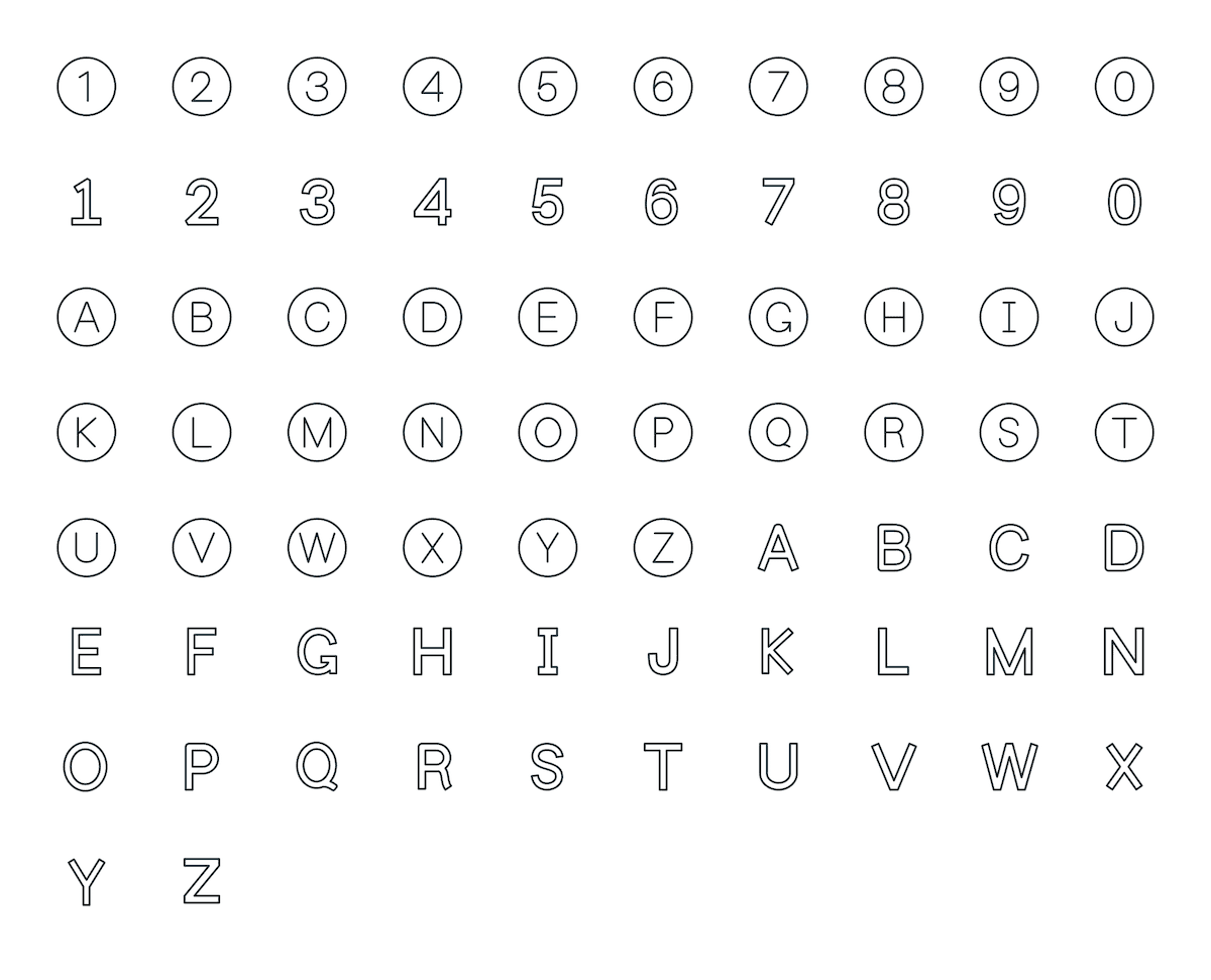 Stroke Icons - 20 Numbers & Letters